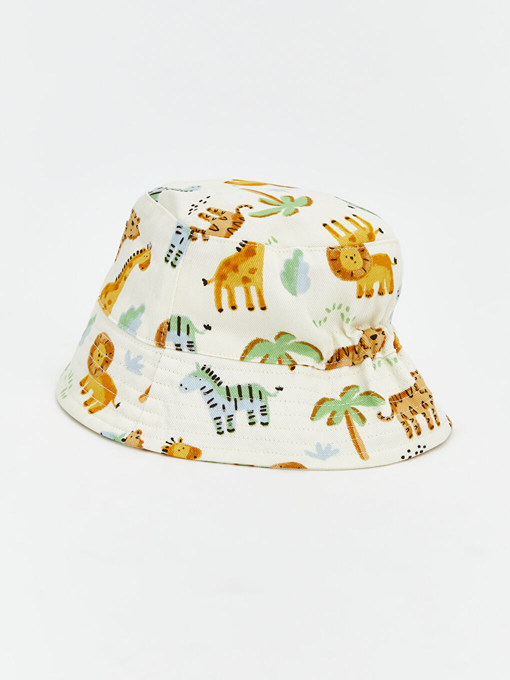 Bej Baskılı Erkek Bebek Bucket Şapka-2