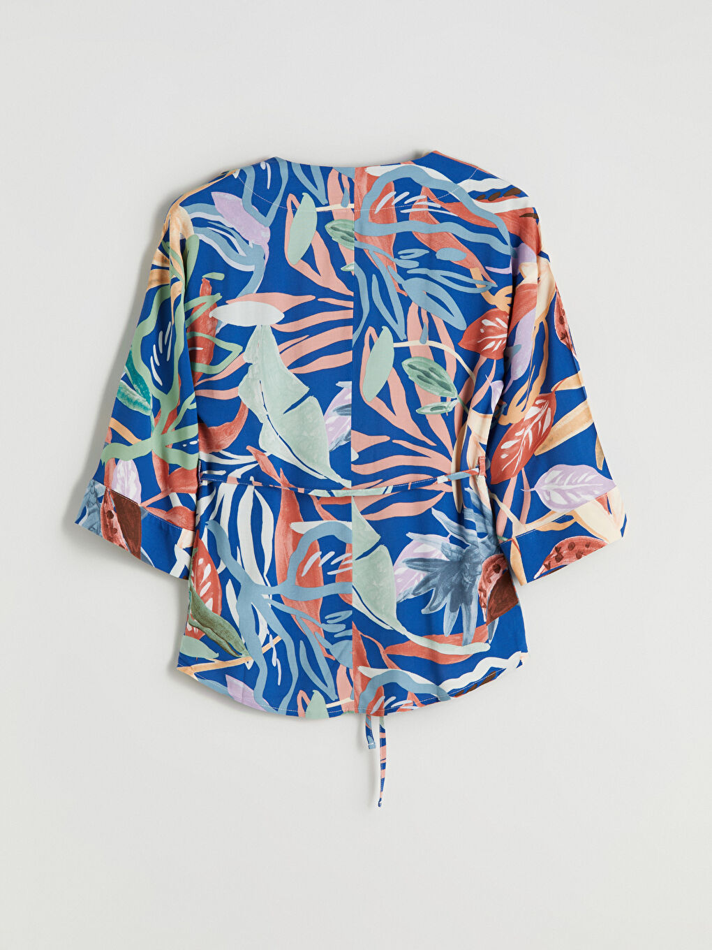 Shawl Collar Patterned Women's Kimono with Sash-5