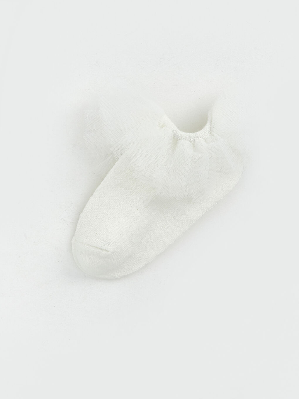 Beyaz Dantel Detaylı Kız Bebek Patik Çorap-1