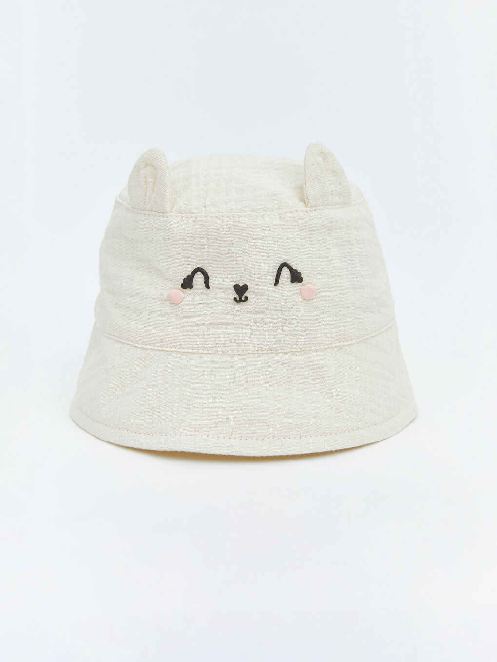 Ekru 3 Boyutlu Kız Bebek Bucket Şapka