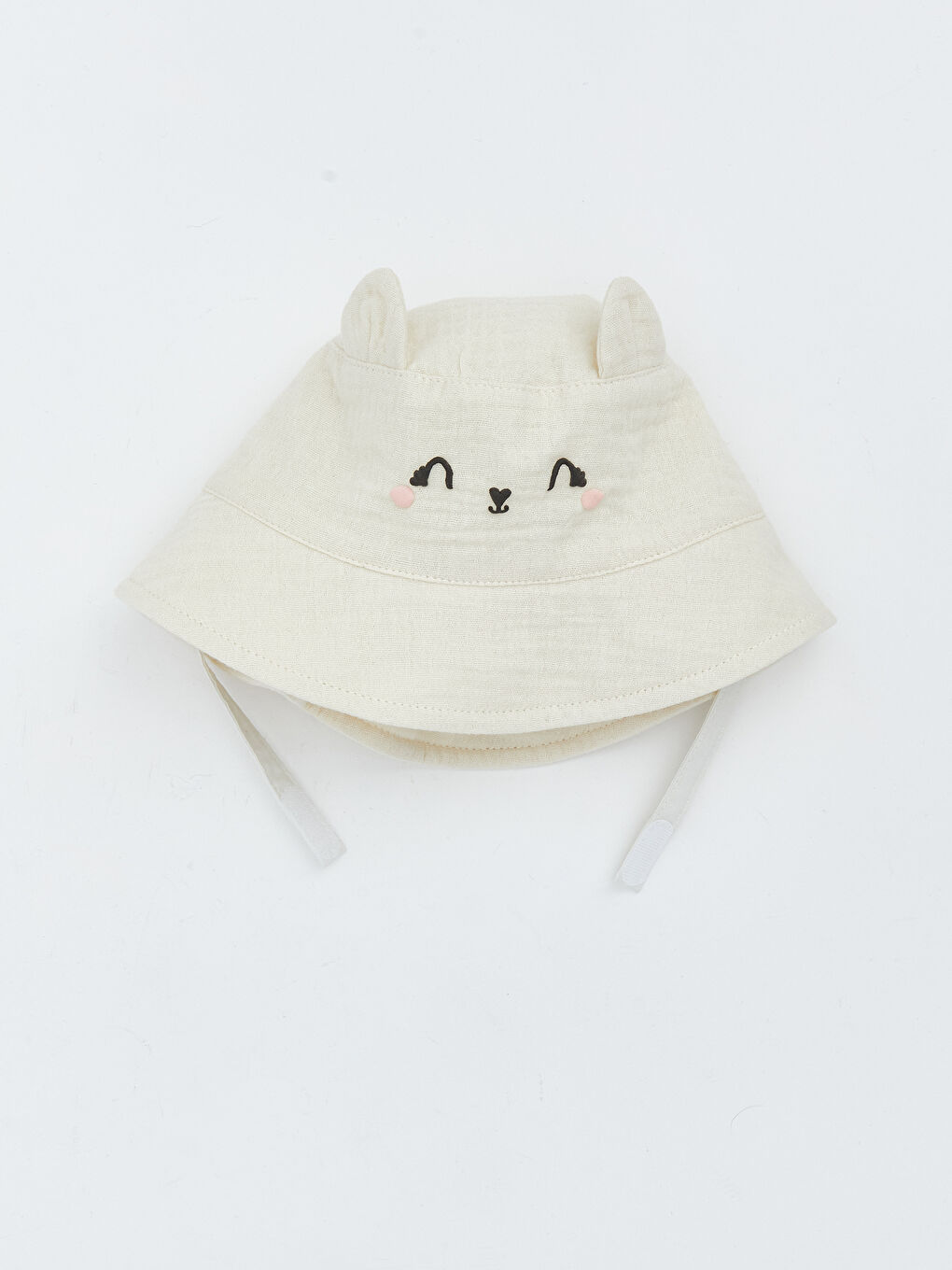 Ekru 3 Boyutlu Kız Bebek Bucket Şapka-1