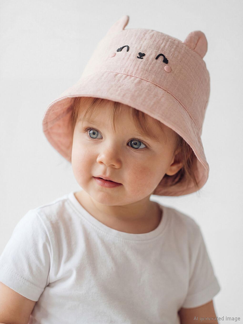 Pembe 3 Boyutlu Kız Bebek Bucket Şapka 