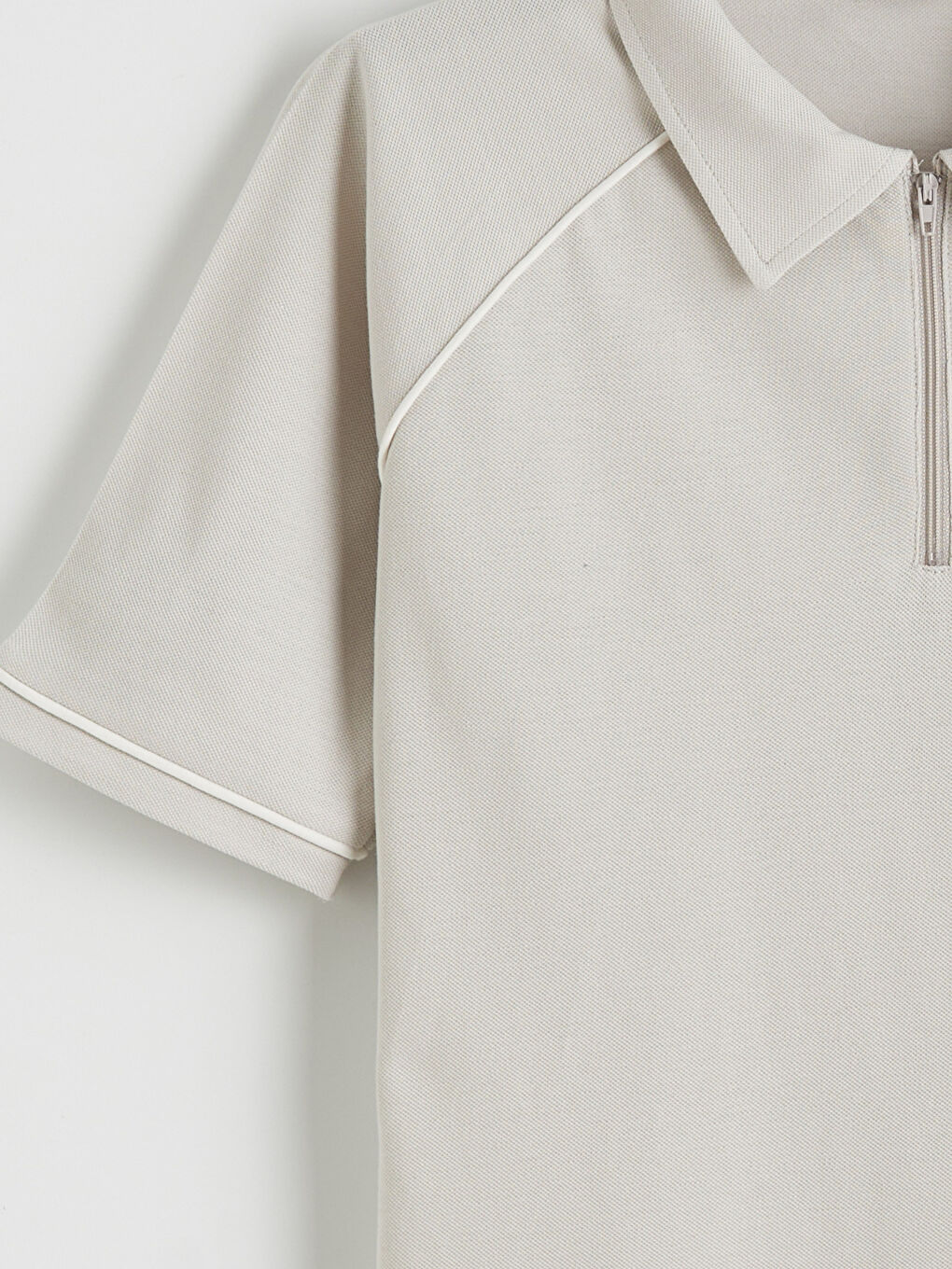 Gri Fermuarlı Polo Yaka Erkek Çocuk Tişört-2