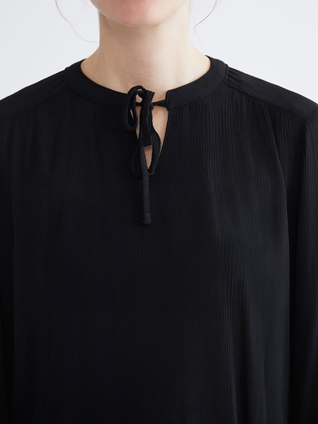Textured Blouse with Tie Neck-2