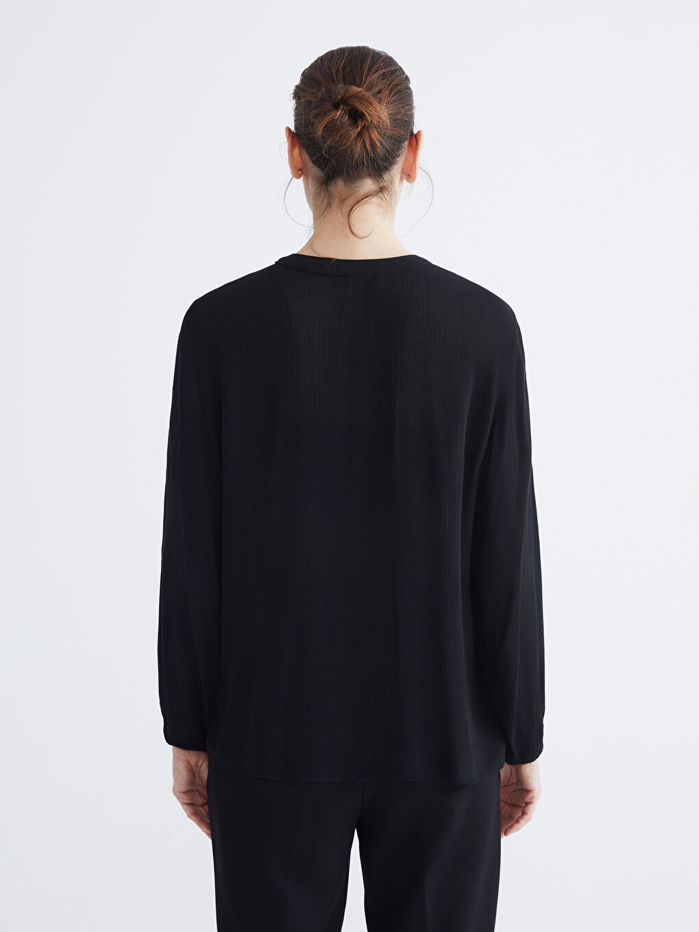 Textured Blouse with Tie Neck-3