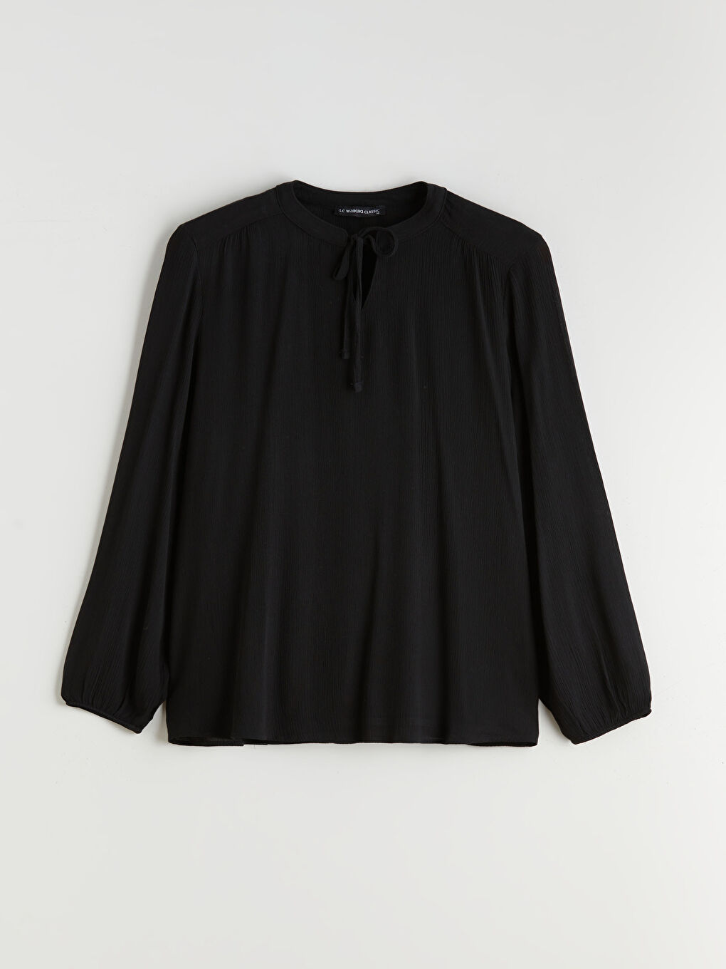 Textured Blouse with Tie Neck-4