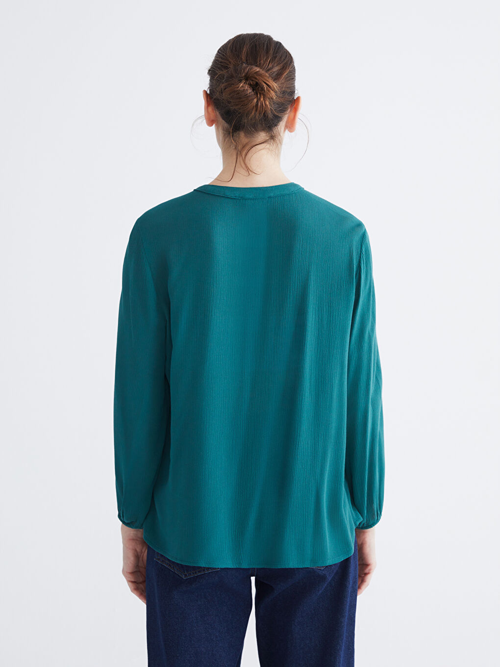 Textured Blouse with Tie Neck-3