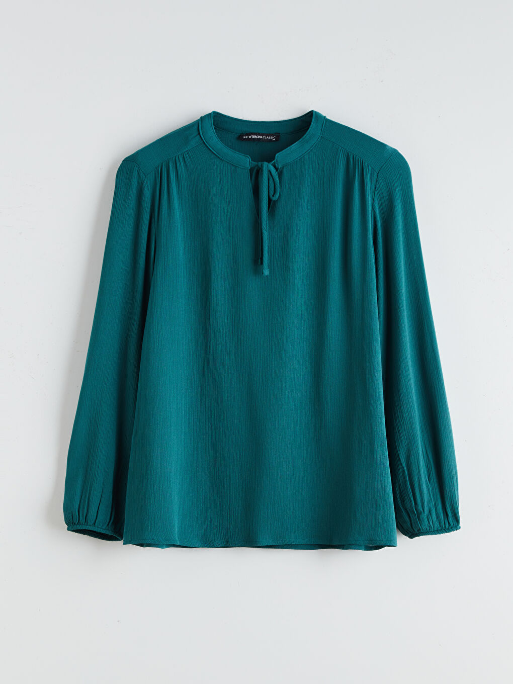 Textured Blouse with Tie Neck-4