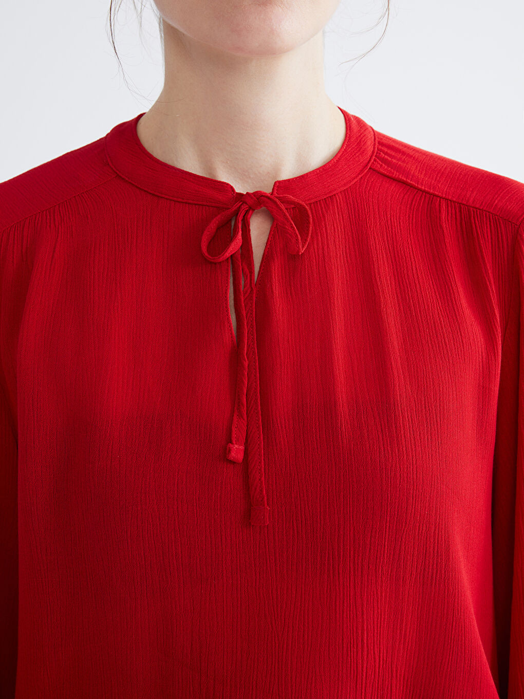 Textured Blouse with Tie Neck-2