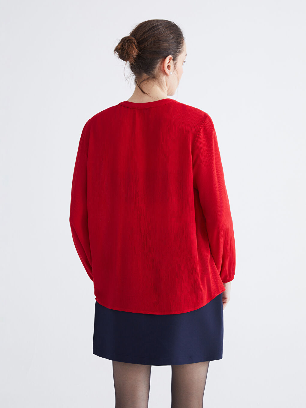 Textured Blouse with Tie Neck-3