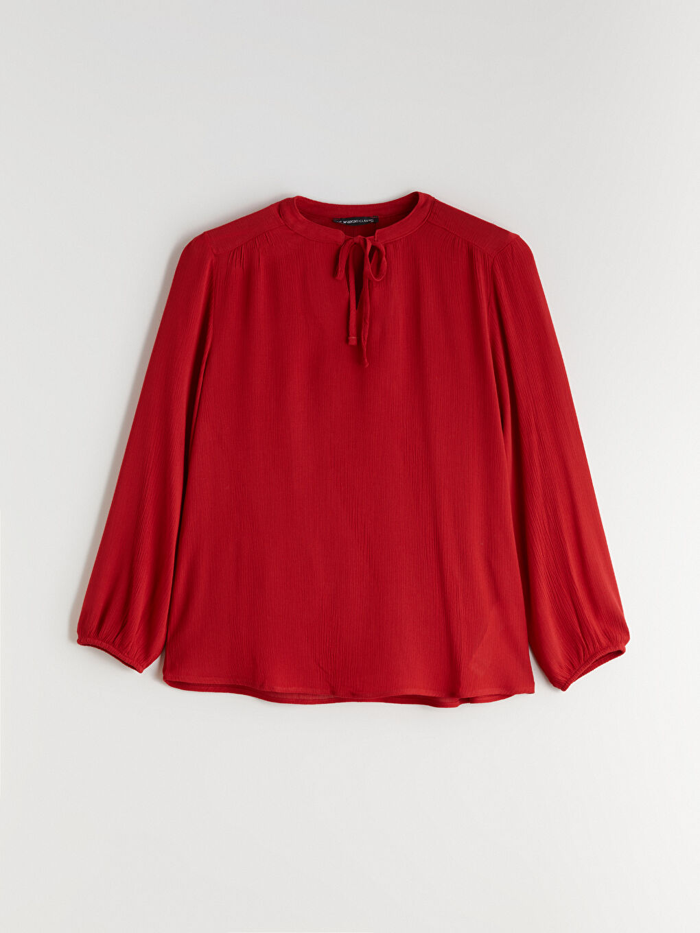 Textured Blouse with Tie Neck-4