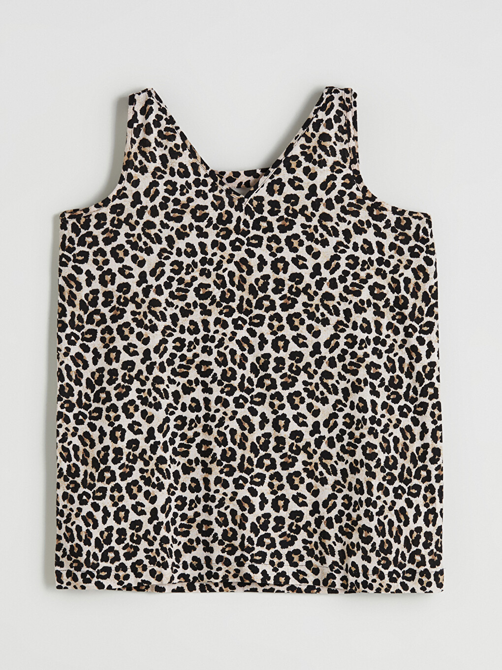 Blouse en mélange de lin imprimé léopard à encolure en V pour femme-13
