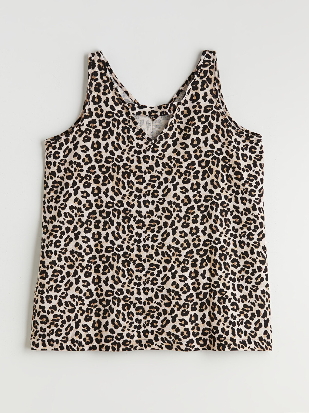 Blouse en mélange de lin imprimé léopard à encolure en V pour femme-14