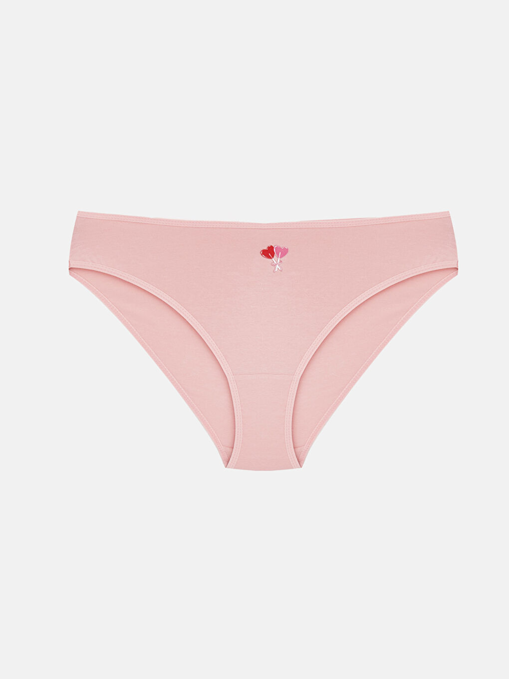 Pembe Kalp Nakışlı Bikini Külot