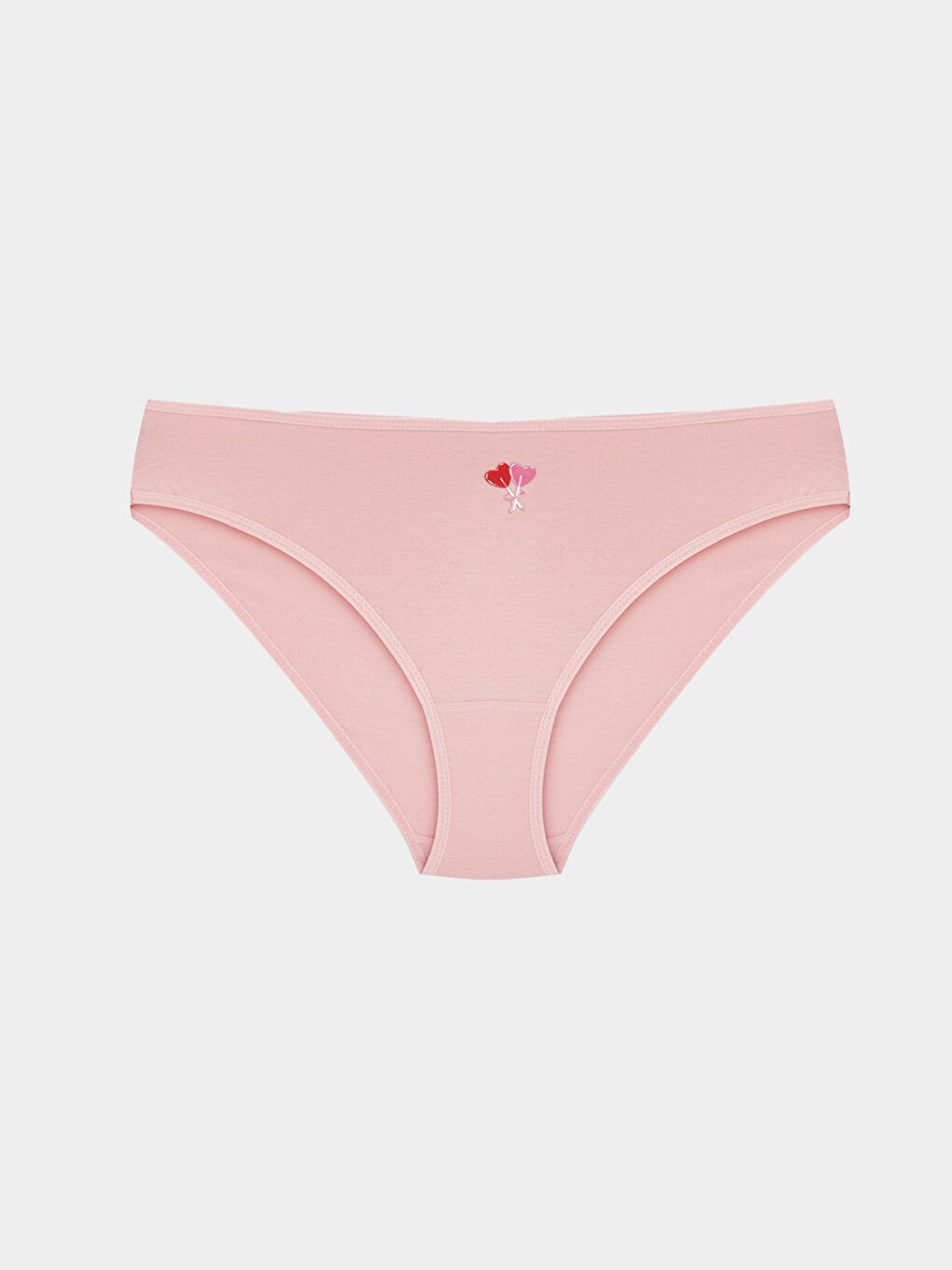 Pembe Kalp Nakışlı Bikini Külot