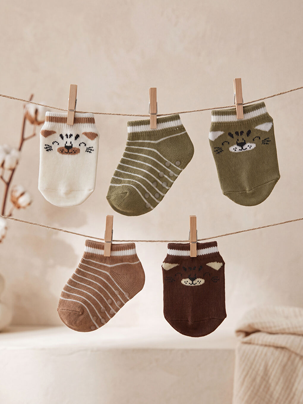 Baby Boys' Patterned Trainer Socks 5 Pack