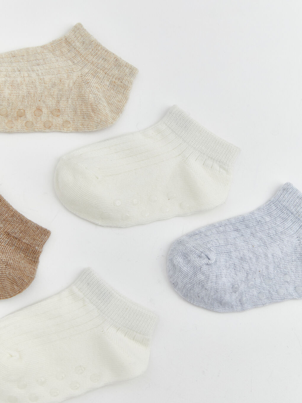 Ekru Erkek Bebek Patik Çorap 5'li-2