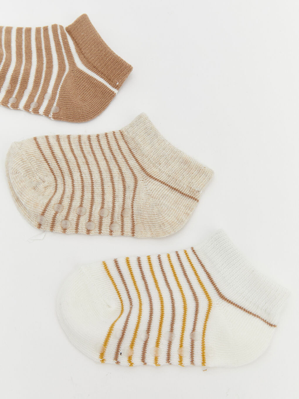 Kahverengi Çizgili Erkek Bebek Patik Çorap 5'li-2