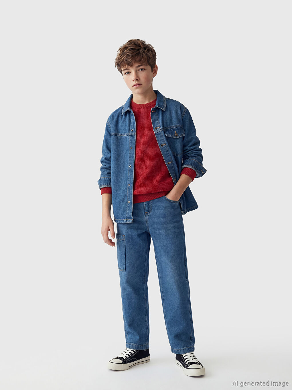 İndigo Loose Fit Erkek Çocuk Kargo Jean Pantolon