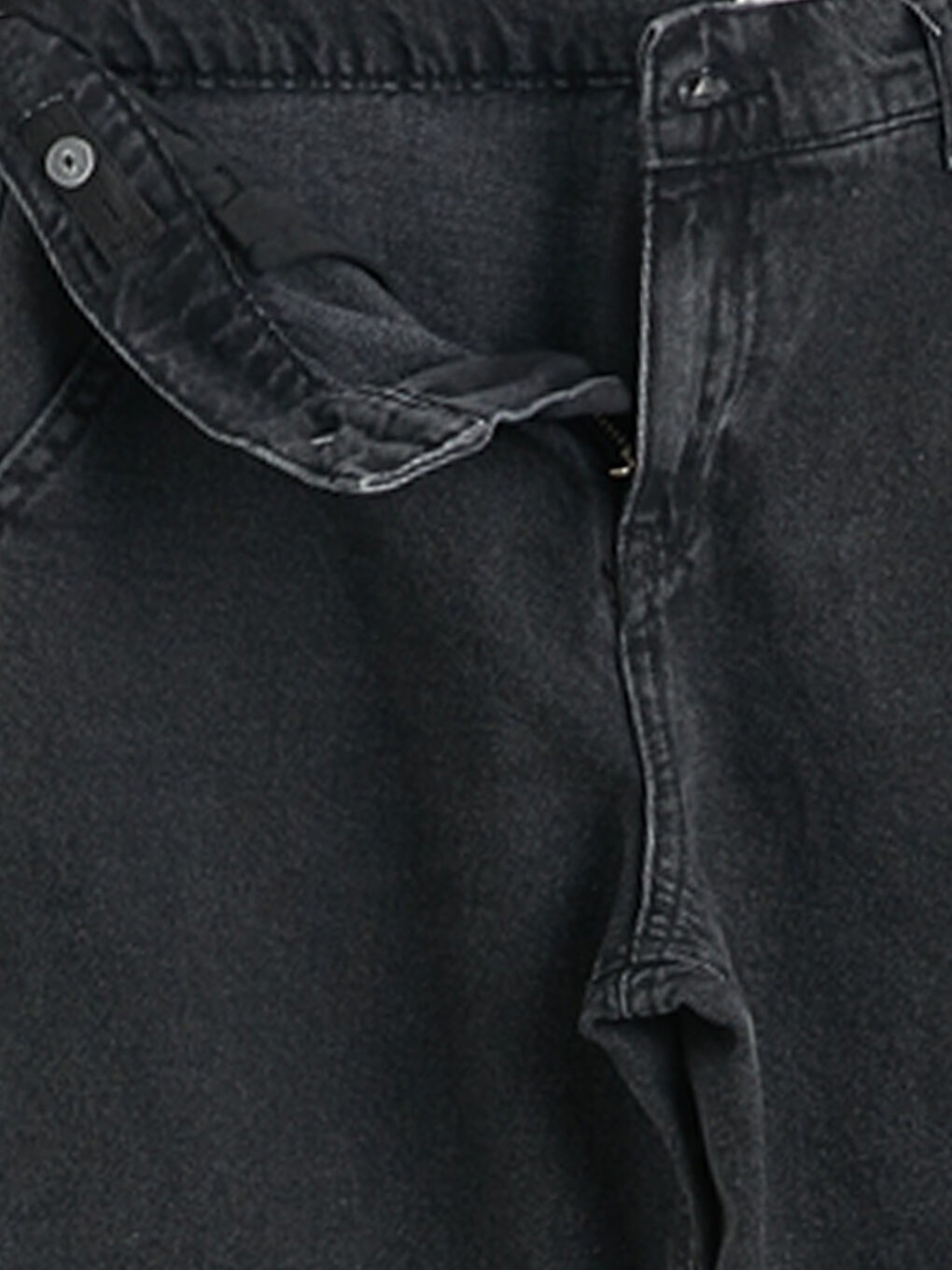 Siyah Loose Fit Erkek Çocuk Jean Pantolon-1