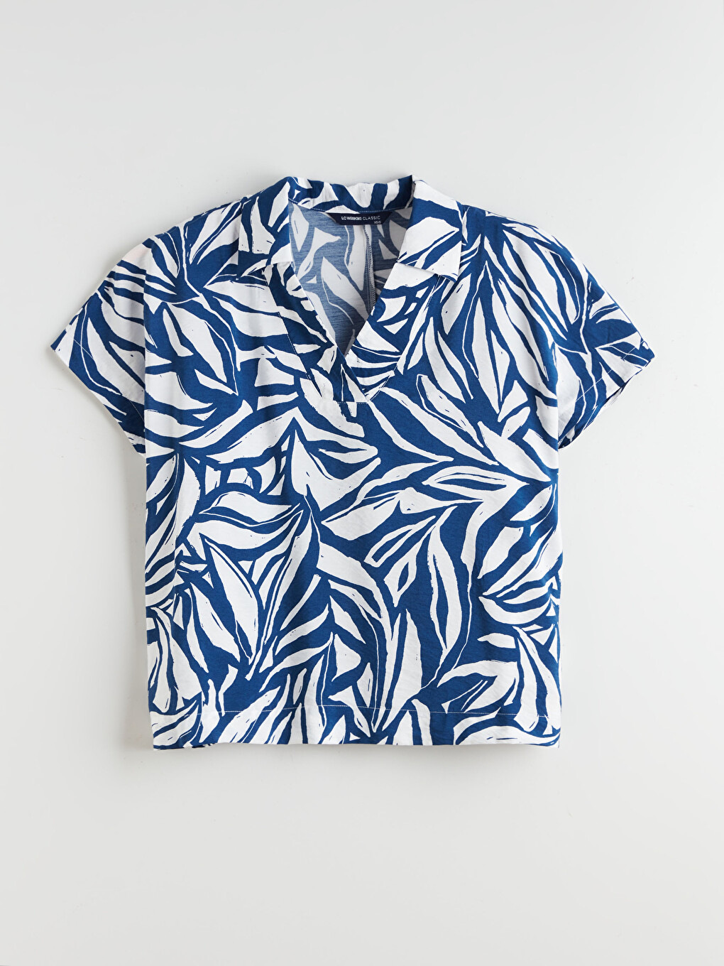 Collared Neck Patterned Oversize Blouse-4