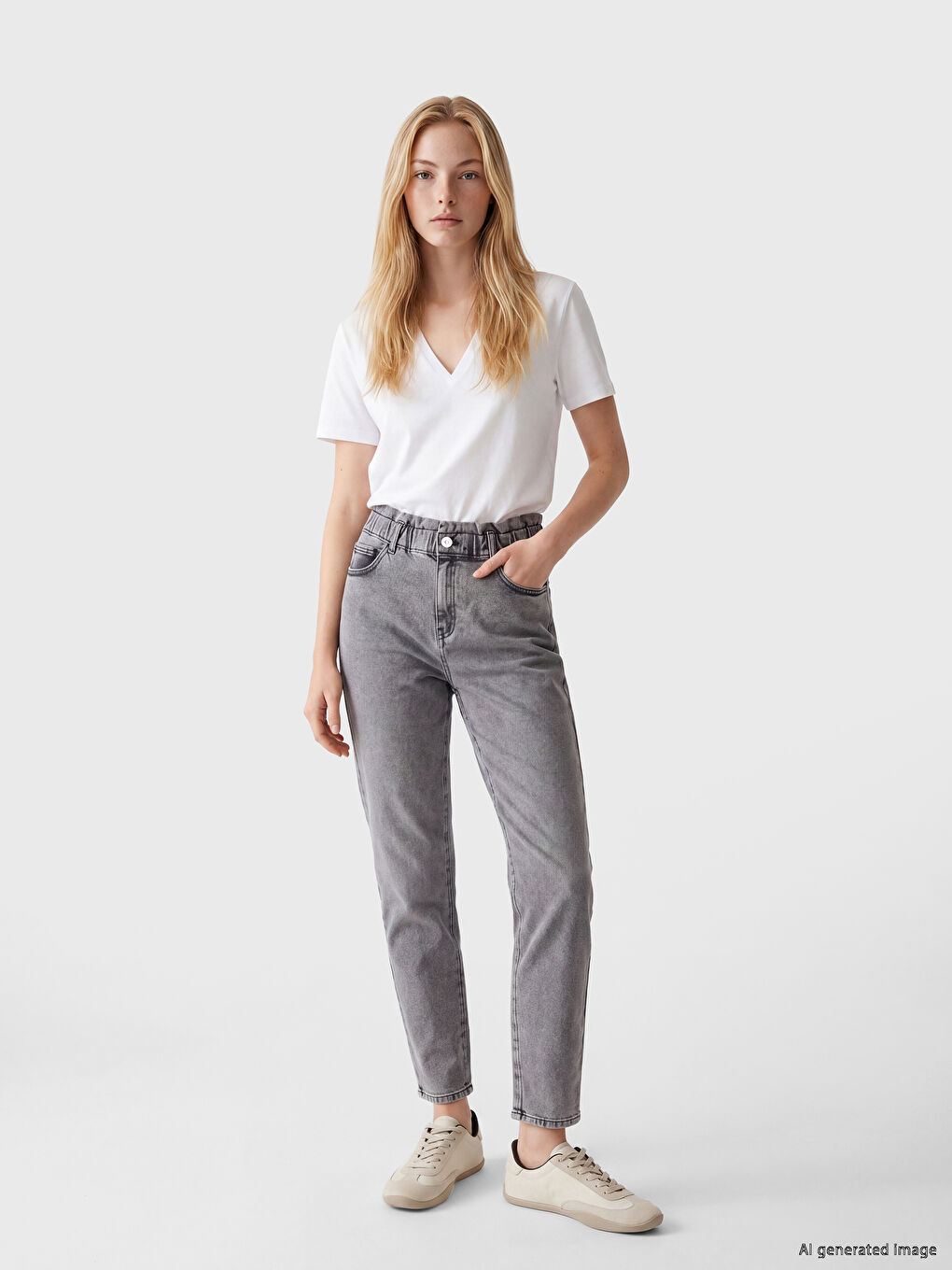 Серпімді белдік слим-мом әйелдер джинсы шалбары