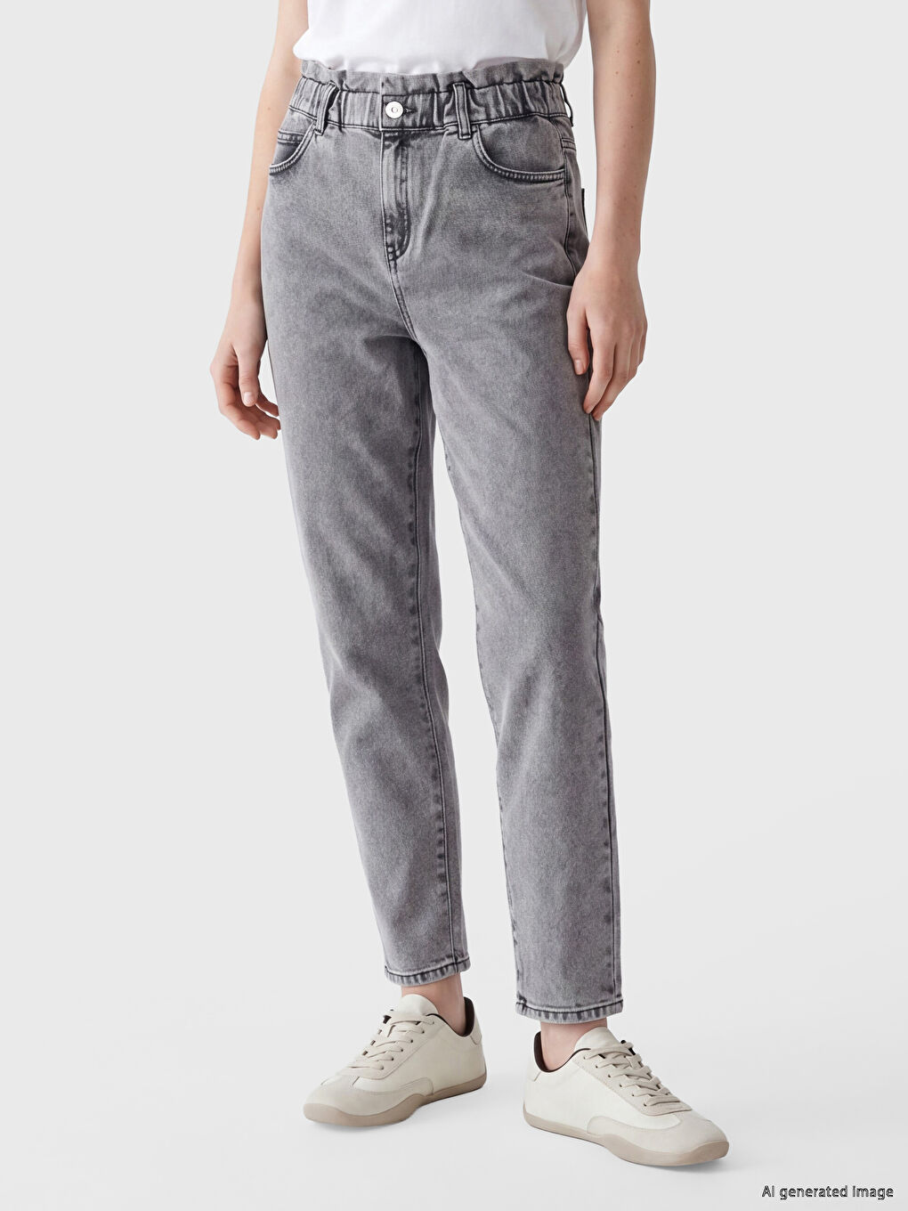 Серпімді белдік слим-мом әйелдер джинсы шалбары-1