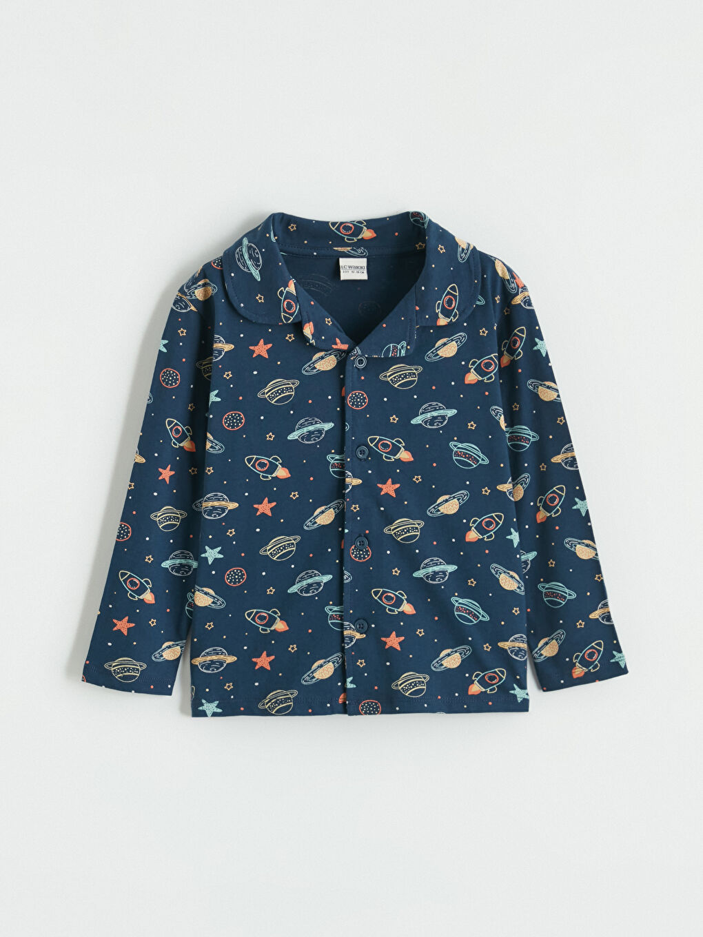 Collared Neck Patterned Boys' Pyjamas Set-1