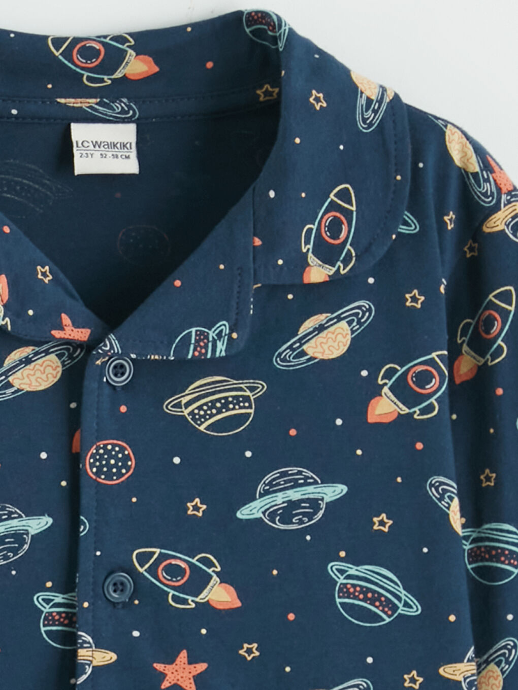 Collared Neck Patterned Boys' Pyjamas Set-2