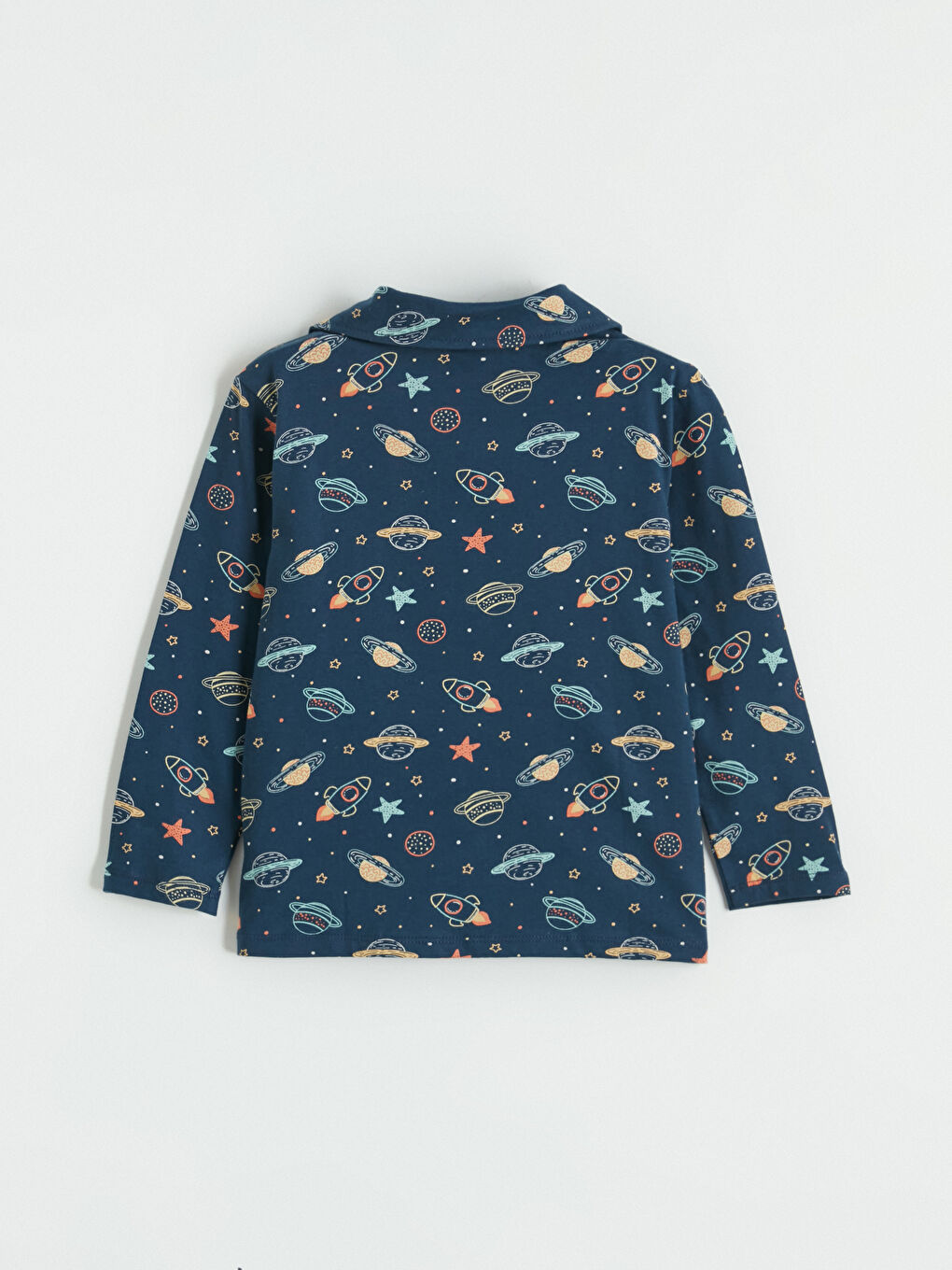 Collared Neck Patterned Boys' Pyjamas Set-3