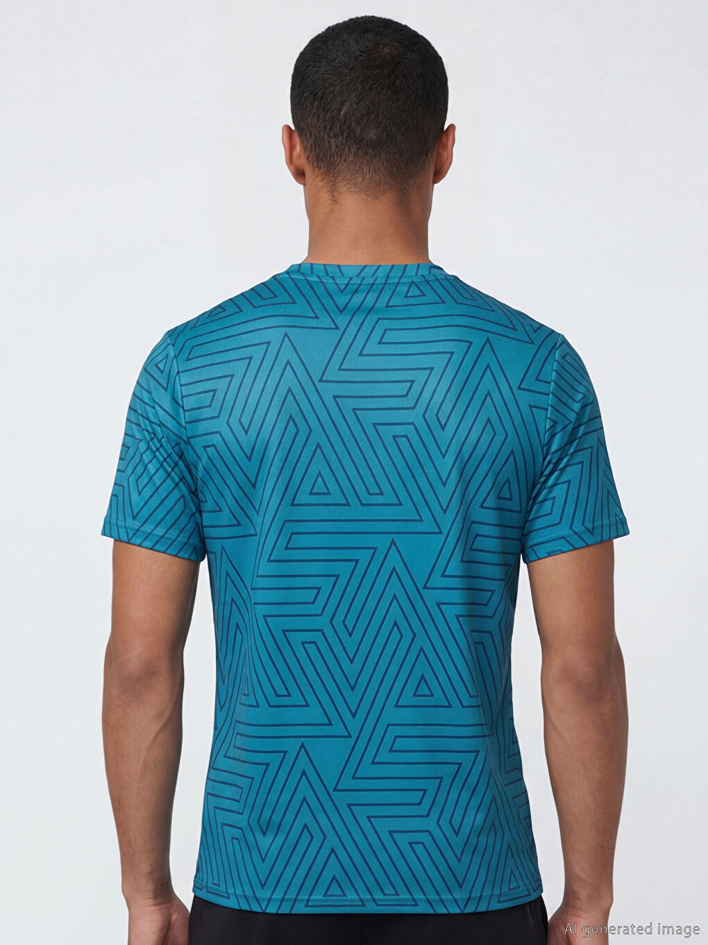 Yeşil Bisiklet Yaka Real Madrid Baskılı Erkek Spor Tişört-3