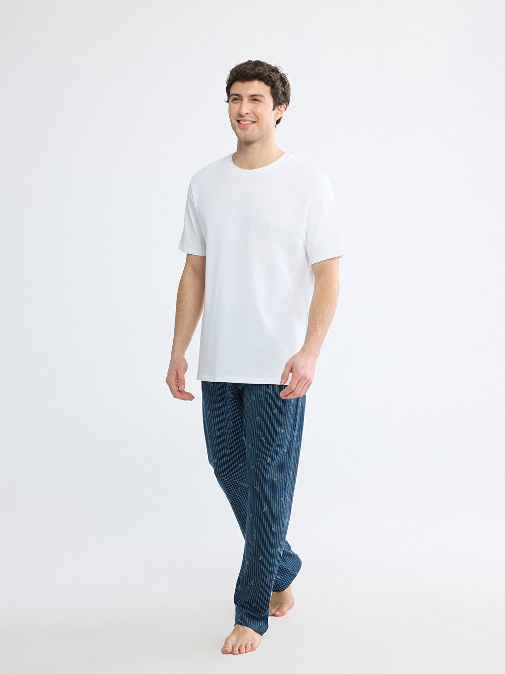 Mavi Beli Lastikli Erkek Pijama Altı