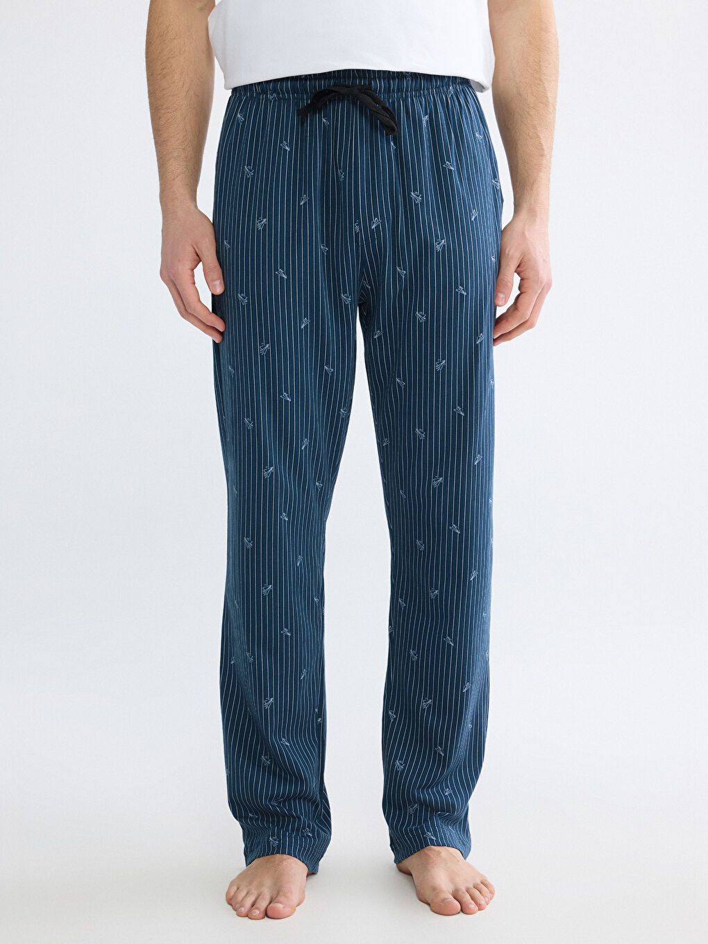 Mavi Beli Lastikli Erkek Pijama Altı-1