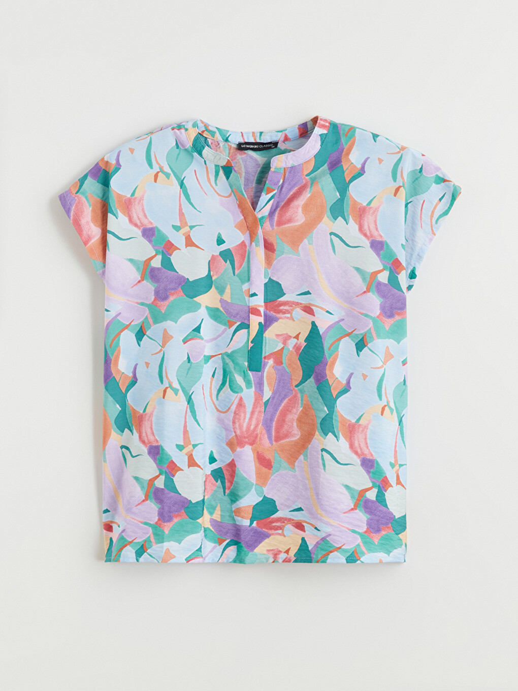 Notch Neck Patterned Blouse-4