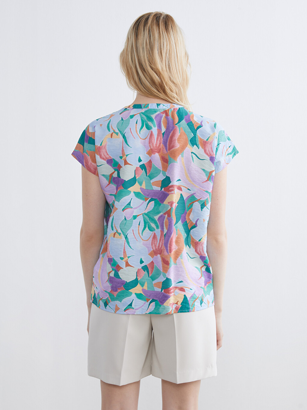 Notch Neck Patterned Blouse-3