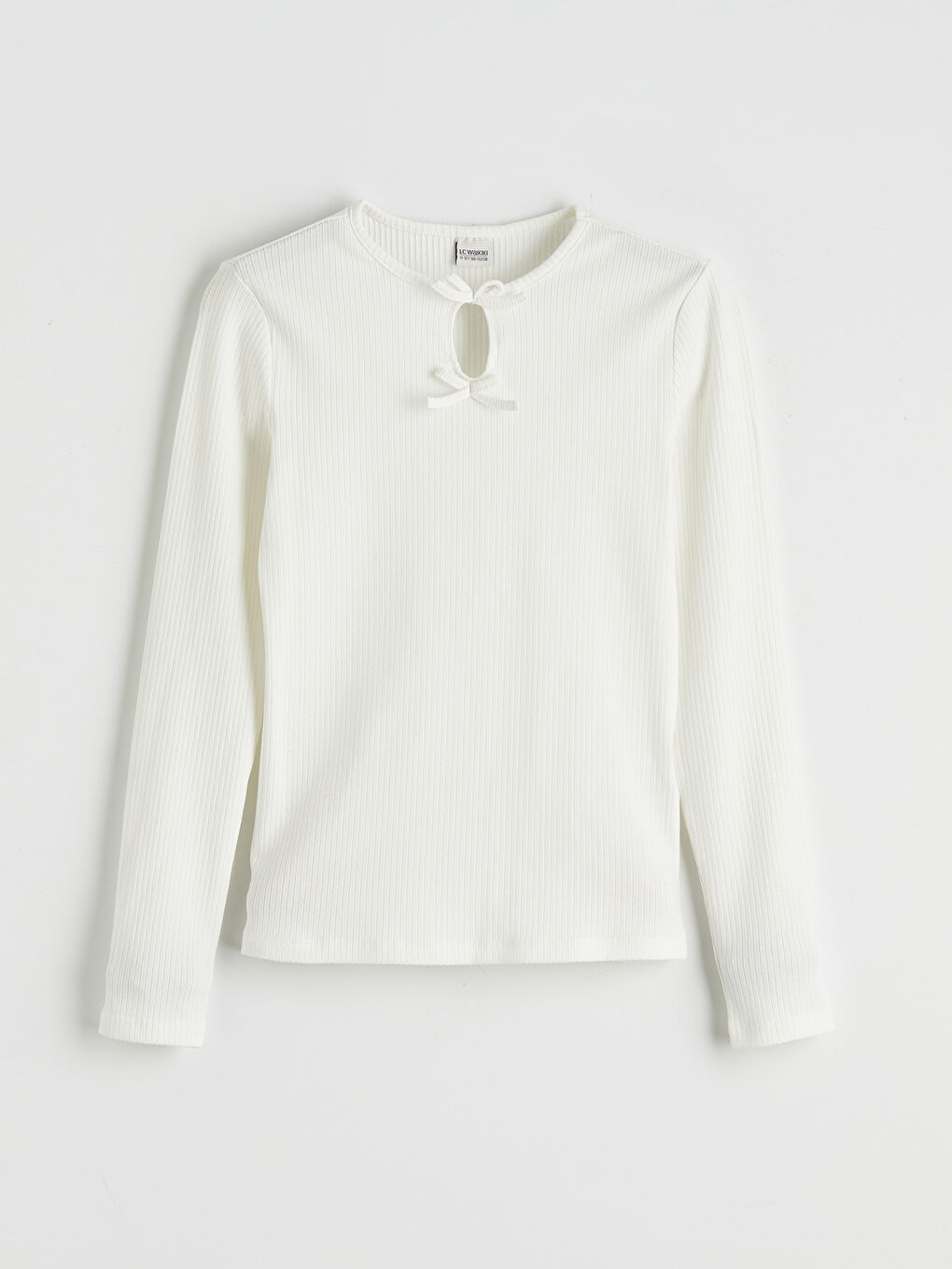 Ekru Fiyonk Detaylı Kız Çocuk Tişört