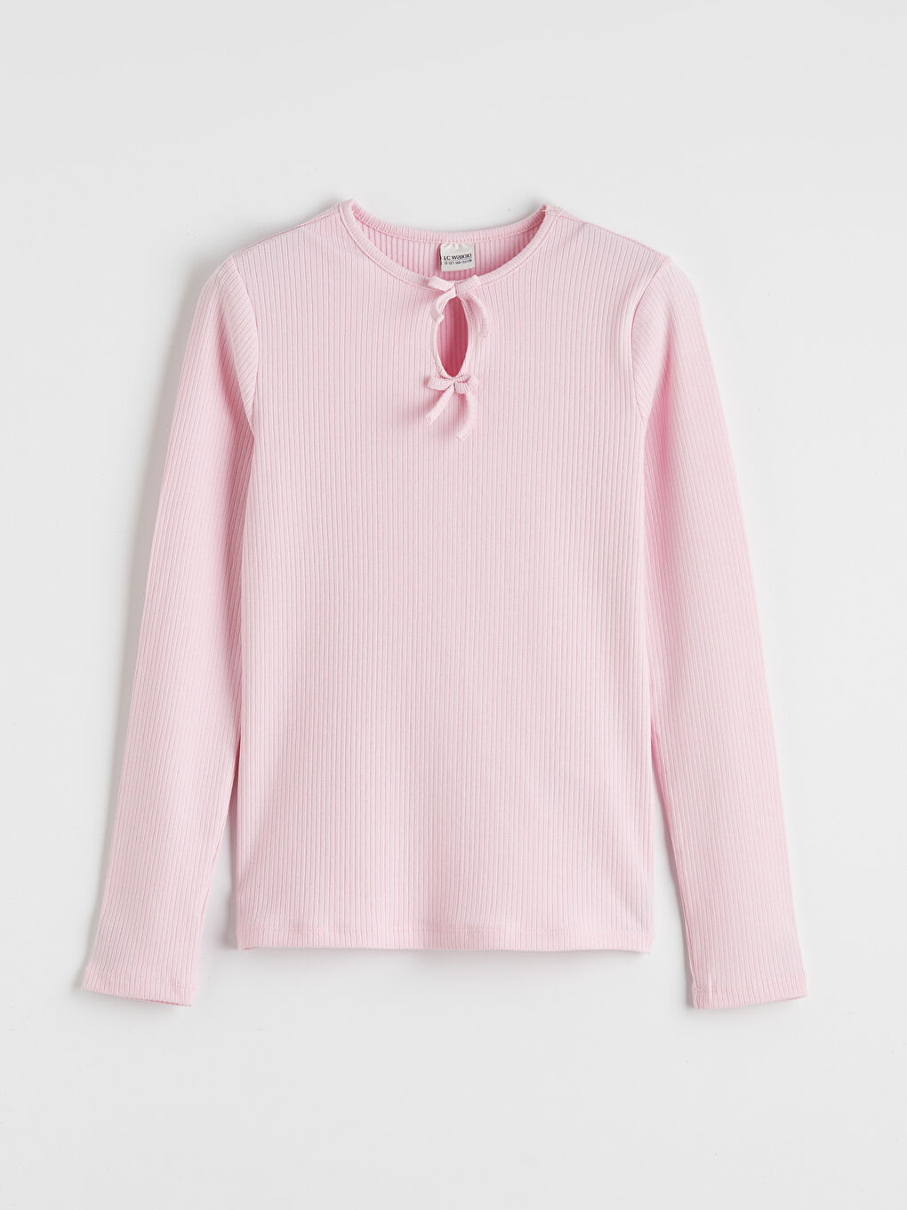 Pembe Fiyonk Detaylı Kız Çocuk Tişört