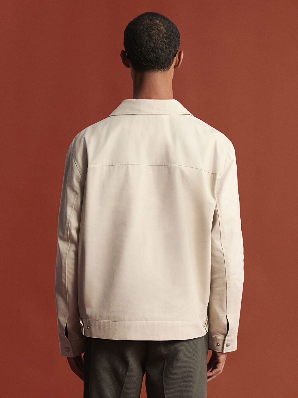 Ekru Rahat Kalıp Gabardin Erkek Ceket-4