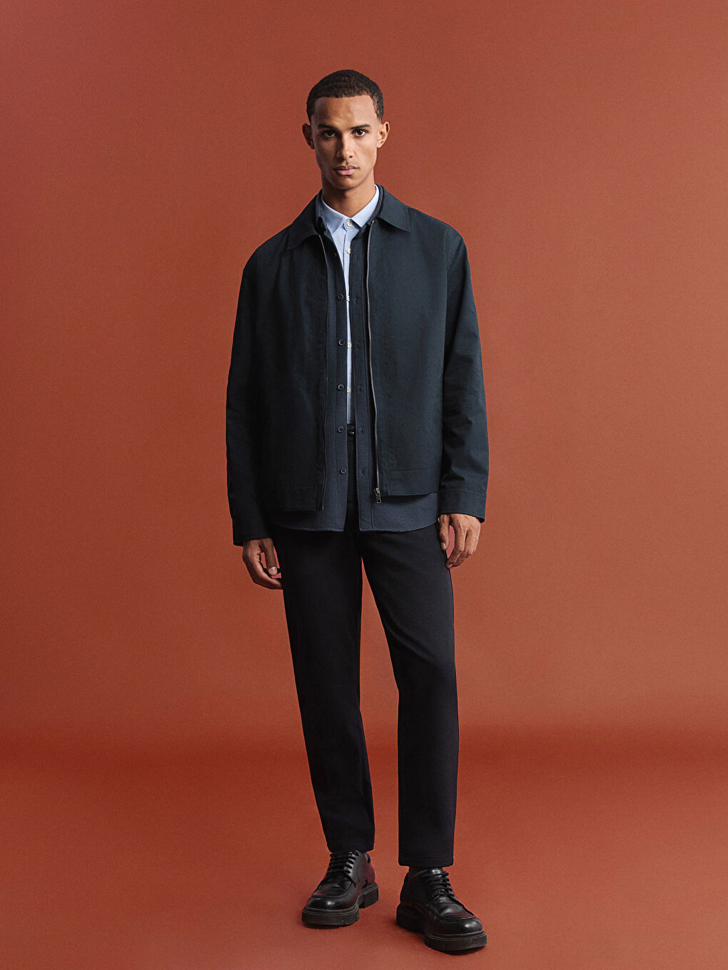 Lacivert Rahat Kalıp Gabardin Erkek Ceket-1