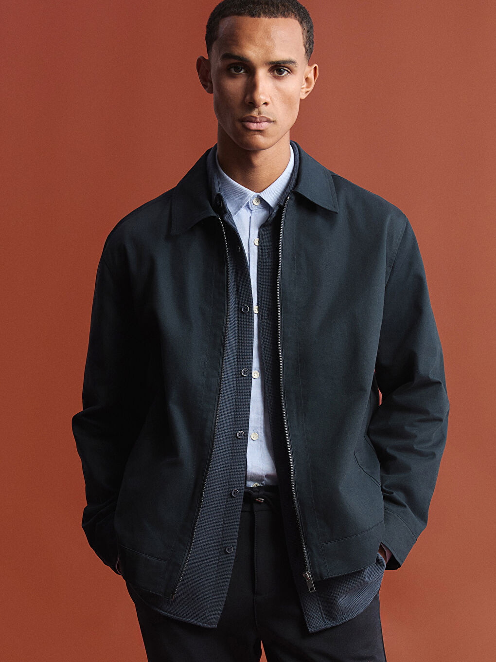 Lacivert Rahat Kalıp Gabardin Erkek Ceket-3