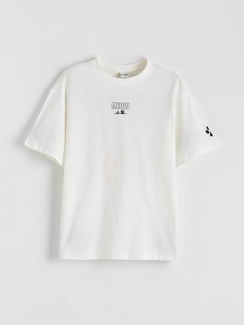 Ekru Baskılı Kız Çocuk Tişört-1