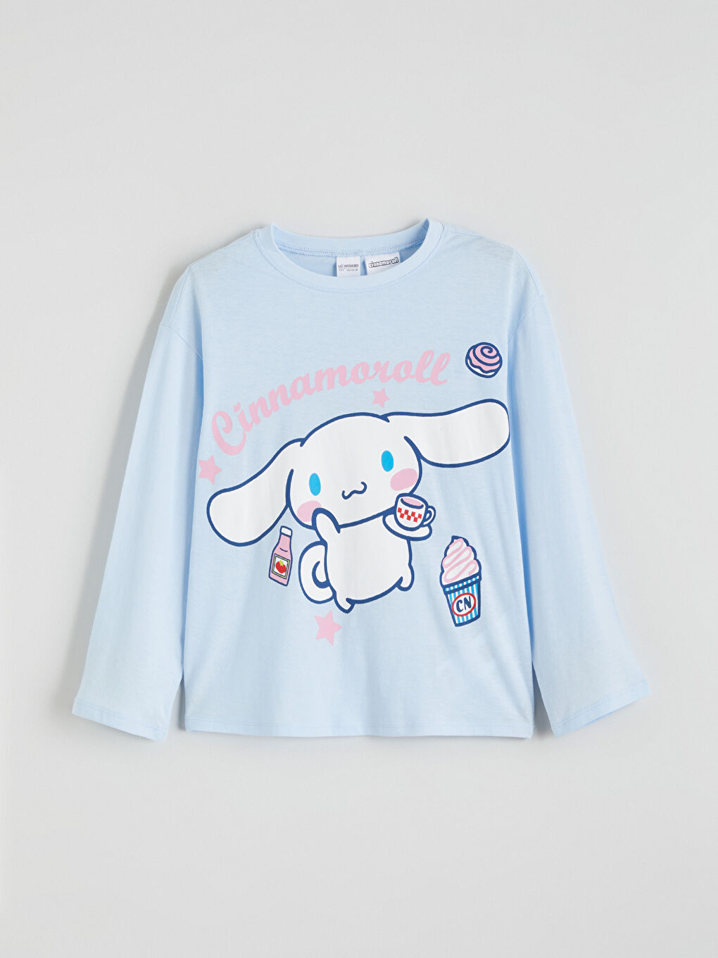 Mavi Bisiklet Yaka Cinnamoroll Baskılı Kız Çocuk Pijama Takımı-1