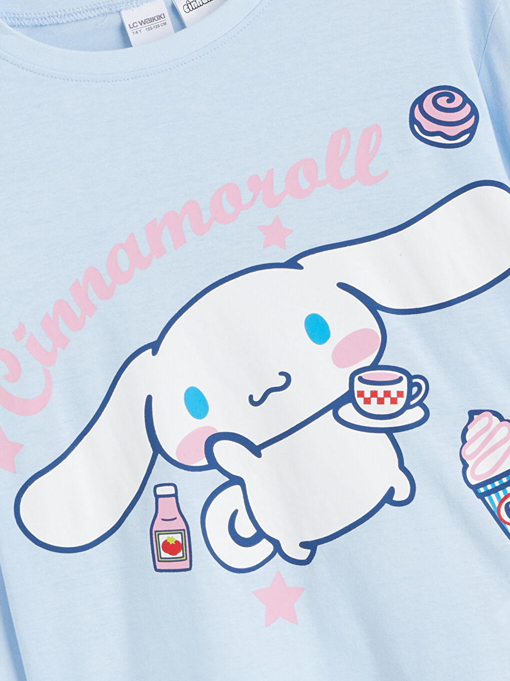Mavi Bisiklet Yaka Cinnamoroll Baskılı Kız Çocuk Pijama Takımı-2