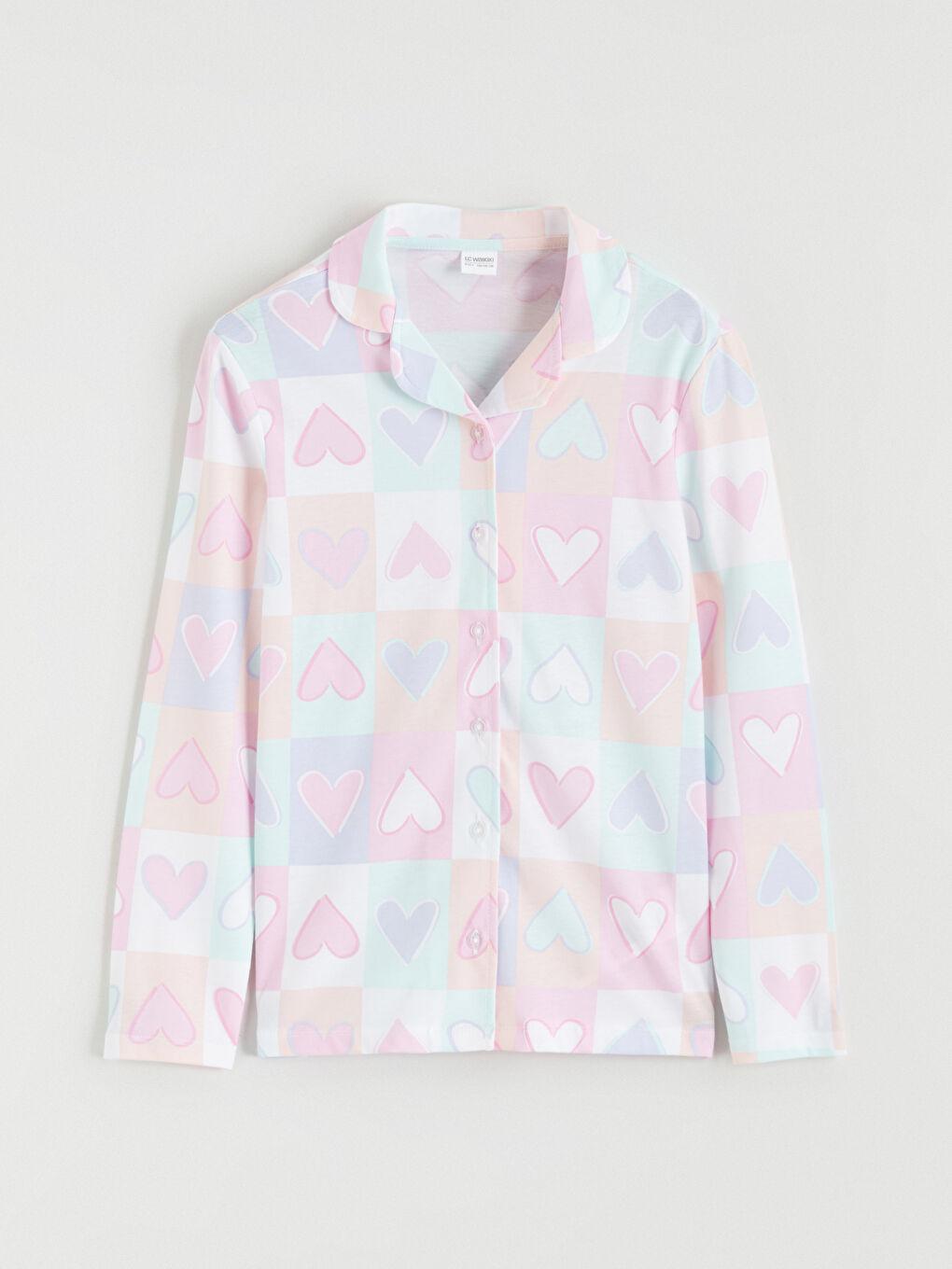 Beyaz Gömlek Yaka Kız Çocuk Pijama Takımı-1