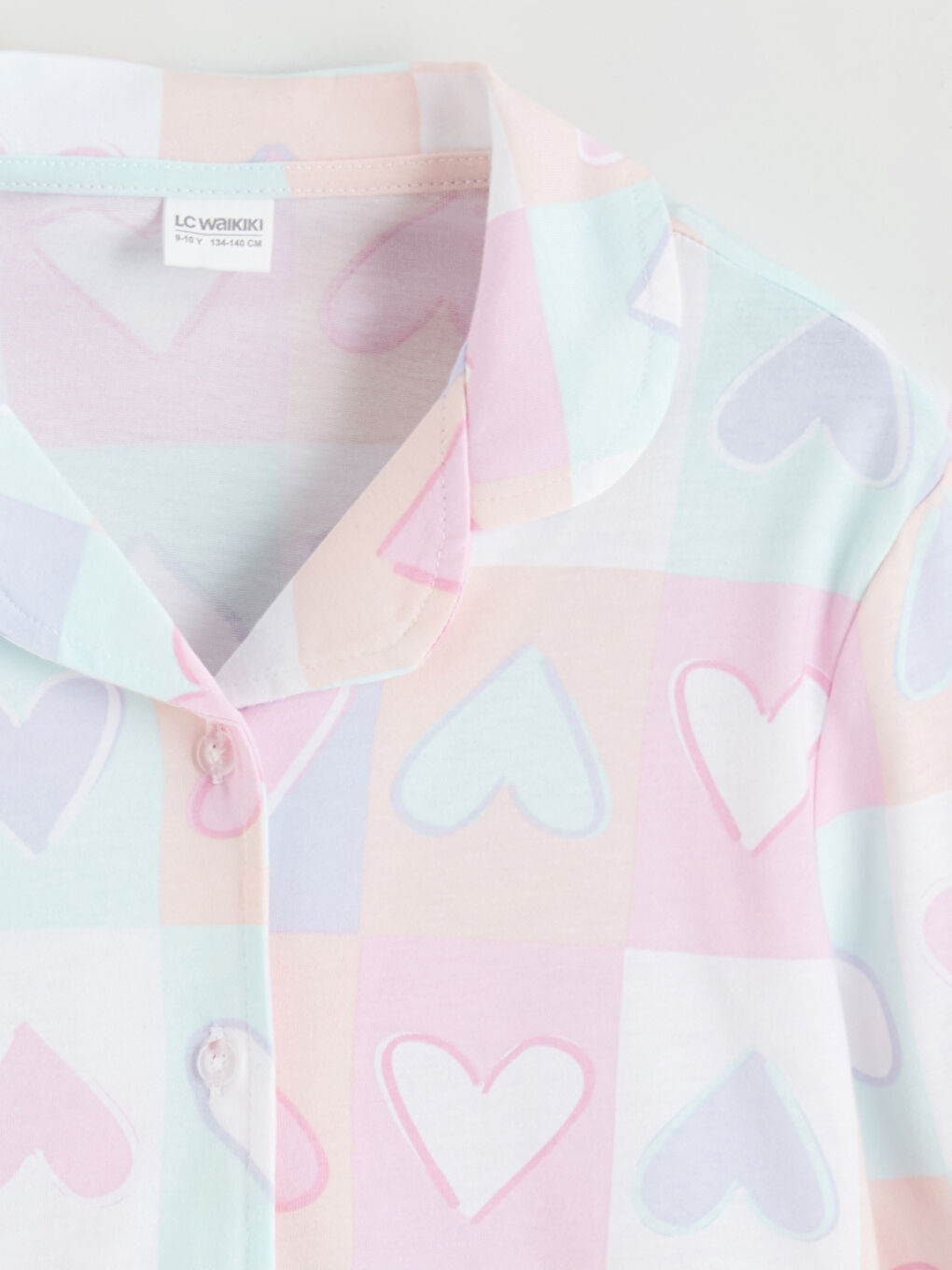 Beyaz Gömlek Yaka Kız Çocuk Pijama Takımı-2