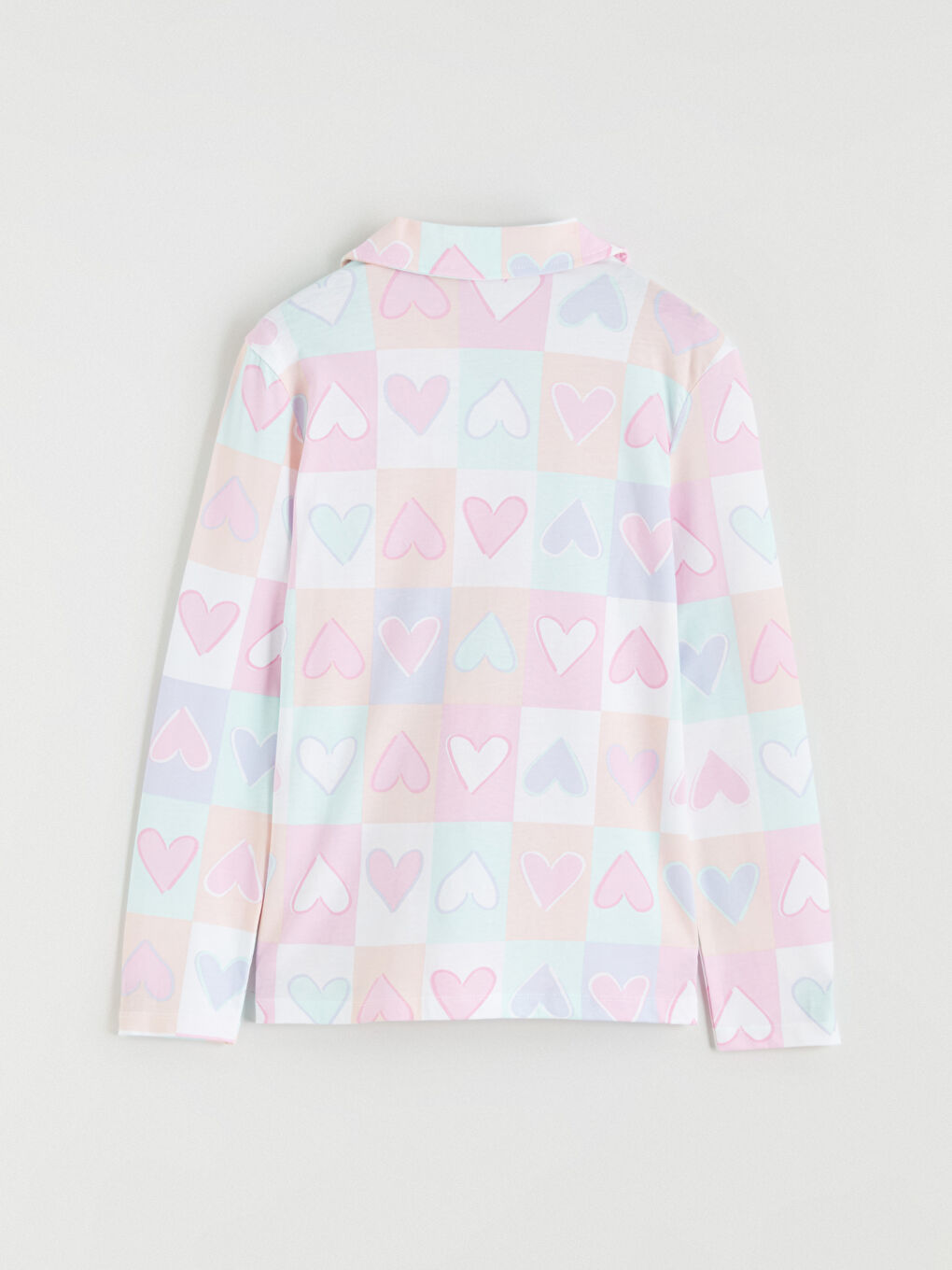 Beyaz Gömlek Yaka Kız Çocuk Pijama Takımı-3