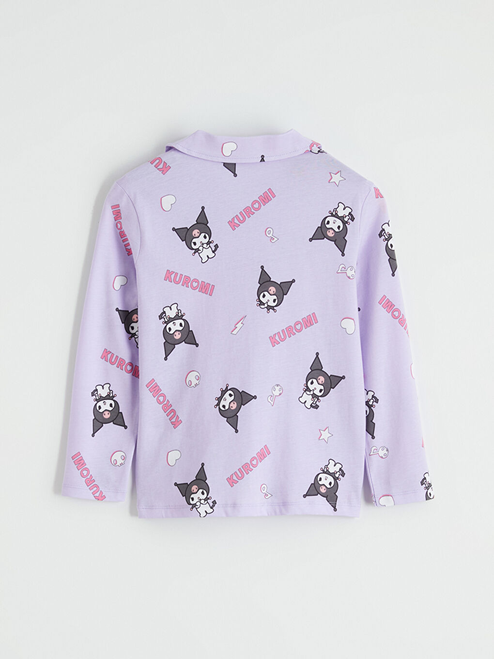Lila Gömlek Yaka Kuromi Baskılı Kız Çocuk Pijama Takımı-3
