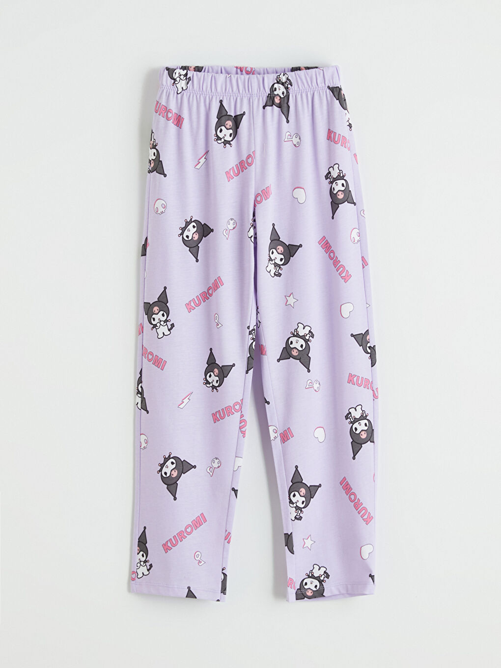 Lila Gömlek Yaka Kuromi Baskılı Kız Çocuk Pijama Takımı-4