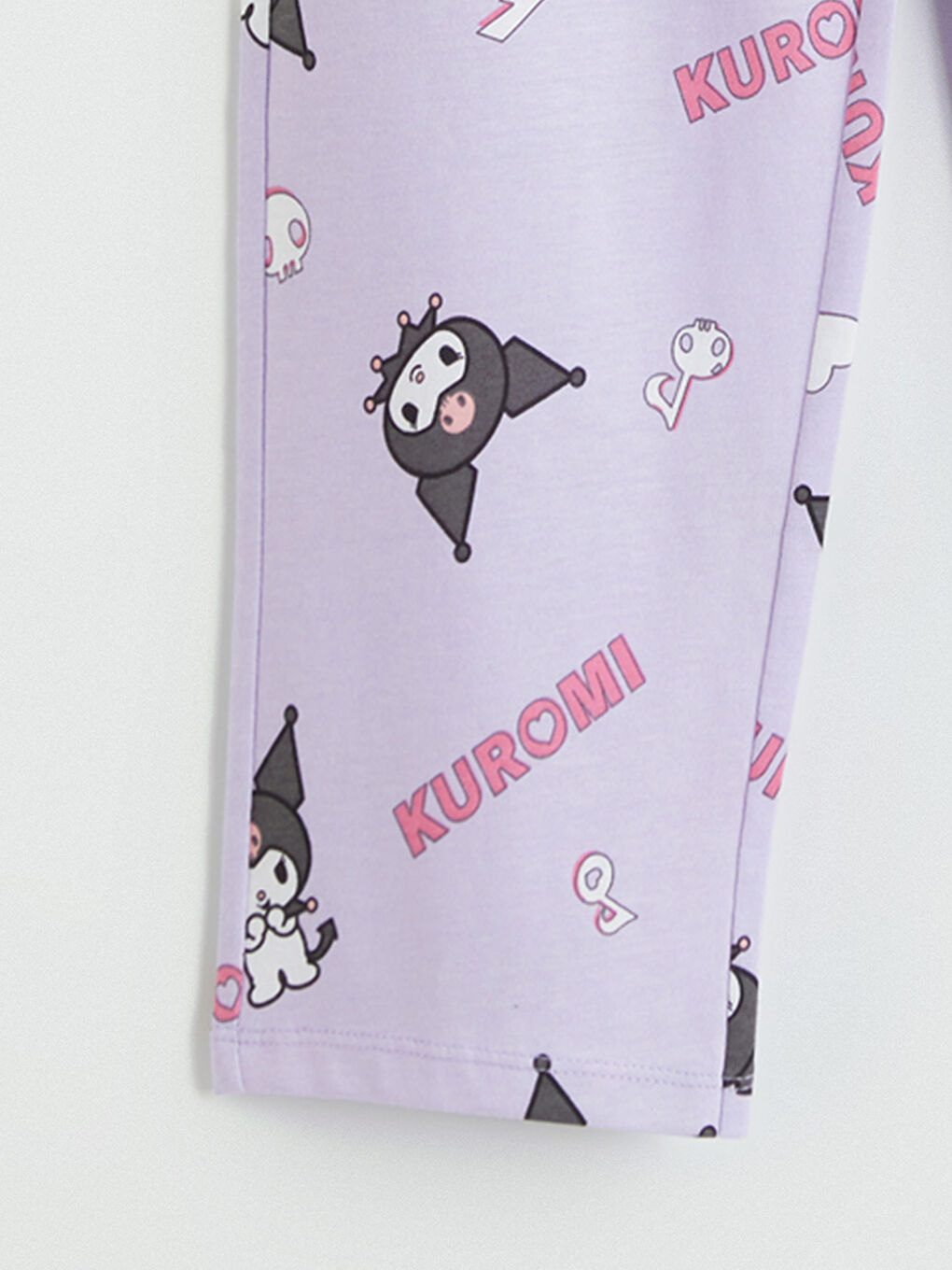 Lila Gömlek Yaka Kuromi Baskılı Kız Çocuk Pijama Takımı-5