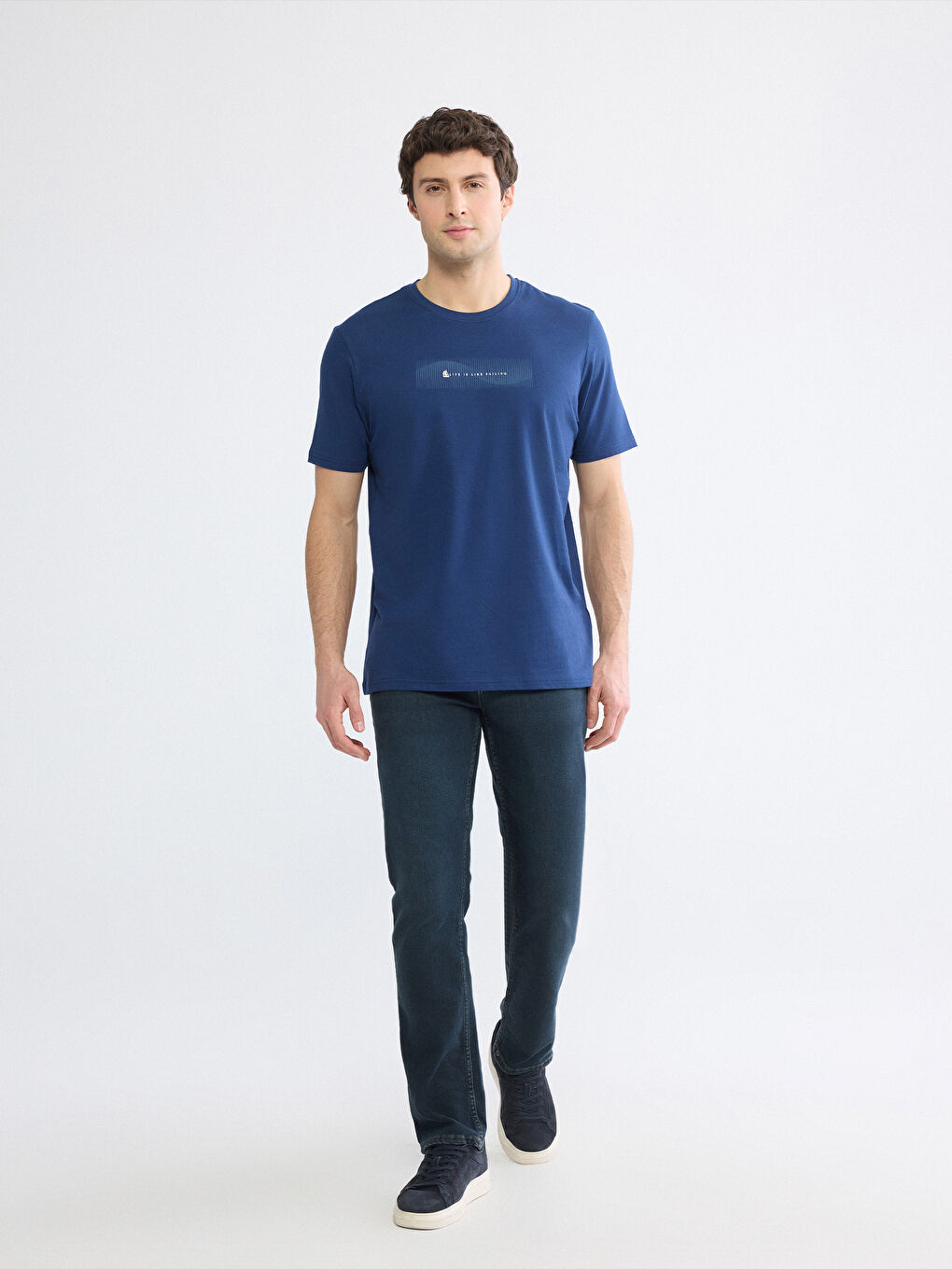 Plus Size Crew Neck Printed Cotton Men's T-Shirt-1